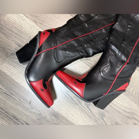 Azalea Wang DEIMOS-BLACKMULTI OVER THE KNEE WESTERN BOOT Size 6 - Picture 3 of 11